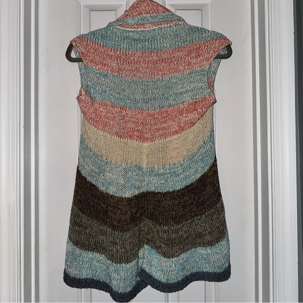 CABI Line Up Circle Vest open fit sweater vest shrug pink blue cream gray XS - Picture 8 of 10